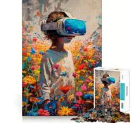 Rompecabezas de realidad virtual en un campo de flores 1000 piezas para adolescentes Entrenamiento de memoria Diversión conexión limpia y fluida Actividad relajante para grupos en interiores (50x75cm)