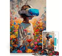 Rompecabezas de Realidad Virtual en un Campo de Flores para Adultos 1000 Piezas Juego de Memoria componentes Resistentes y de Corte Limpio aliviar el estrés (38x52cm)