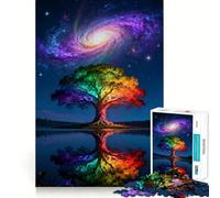 Rompecabezas de Reflejo de Galaxia con árbol arcoíris para Adultos, 1000 Piezas Fortalece la Memoria, Alivia la ansiedad, Borde Liso, cálida Sorpresa (50x75cm)