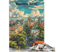 Rompecabezas de Regalo de Buenos Aires, Argentina, Paisaje Urbano, 500 Piezas, Rompecabezas de Madera para Adultos y decoración del hogar, 52 x 38 cm.