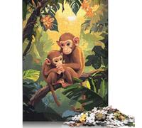 Rompecabezas de Regalo de Familia de Monos en la Selva, 500 Piezas, Rompecabezas de Madera para Adultos y decoración del hogar, 52 x 38 cm.