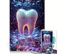 Rompecabezas de Rejilla de Dientes de neón de 1000 Piezas para Adultos Juguete de lógica Fuerte, antiestrés, Borde Transparente, Regalo Original (50x75cm)