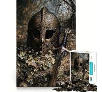 Rompecabezas de Reliquias de Guerreros Vikingos,Juego de Memoria de 1000 Piezas,Manualidades de Corte de Alta precisión,desafío Cerebral Interactivo para el hogar (38x26cm)