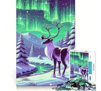 Rompecabezas de Renos bajo la Aurora Boreal para Adolescentes, 1000 Piezas, Juguete antiestrés Smart Reason, Borde Afilado, Regalo de cumpleaños (38x52cm)