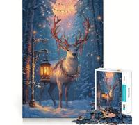Rompecabezas de Renos en un país de Las Maravillas Invernal para Adultos, 1000 Piezas Refuerza la Memoria Divertido y Casual De Calidad Regalo Elegante (38x52cm)