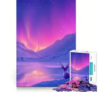 Rompecabezas de Renos y Auroras boreales de 1000 Piezas para Adolescentes Juguete de lógica Clara, Ligero y Relajante Corte Perfecto Regalo conmovedor (38x26cm)
