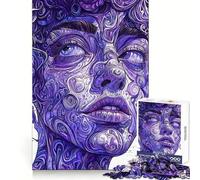 Rompecabezas de Retrato Abstracto Morado de 1000 Piezas para Adolescentes, Juguete de Habilidad Reason, Tiempo Sereno, Corte Exacto, Regalo increíble (50x75cm)