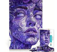 Rompecabezas de Retrato Abstracto Morado de 1000 Piezas para Adolescentes, Juguete de Habilidad Reason, Tiempo Sereno, Corte Exacto, Regalo increíble (50x75cm)