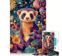 Rompecabezas de Retrato botánico de hurón Vibrante de 1000 Piezas para Adolescentes Estimula la Mente Diversión Ajuste Espacios Ocio cautivador para Interiores acogedores (38x52cm)