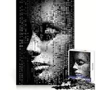 Rompecabezas de Retrato con código Binario de 1000 Piezas para Adultos Pensamiento estratégico Recreación Ligera Diseño Limpio (50x75cm)