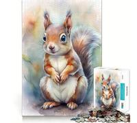 Rompecabezas de Retrato de Ardilla en Acuarela 1000 Piezas Entrenamiento Mental Divertido de Corte Limpio componentes Resistentes Entretenimiento cautivador para Disfrutar en casa (50x75cm)