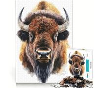 Rompecabezas de Retrato de Bisonte en Acuarela para Adolescentes 1000 Piezas Juego para estimular la Mente Montaje Firme y Seguro Actividad para Fortalecer los Lazos Familiares (38x26cm)