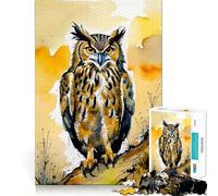 Rompecabezas de Retrato de búho en Acuarela de 1000 Piezas para Adolescentes Juego para estimular la Mente Montaje Firme y Seguro Actividad Divertida para Toda la Familia (50x75cm)