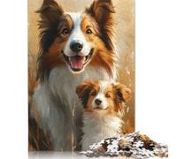 Rompecabezas de Retrato de Cachorro de Border Collie, Rompecabezas Rectangular de Papel Entrelazado preciso para Adultos y niños, 1000 Piezas (75 x 50 cm)