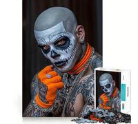 Rompecabezas de Retrato de Calavera con Maquillaje ︰ Elegancia siniestra para Adolescentes, 1000 Piezas, Juguete Inteligente, Tiempo Libre, Corte preciso, Regalo de Temporada 50x75cm