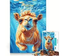 Rompecabezas de Retrato de Camello bajo el Agua,1000 Piezas,Juguete para desarrollar la Capacidad cognitiva,Superficie Lisa y sin Rebabas,Actividad Relajante para Grupos en Interiores (50x75cm)