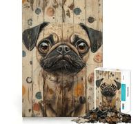 Rompecabezas de Retrato de Carlino sobre Panel de Madera para Adultos, 1000 Piezas Fortalece la Memoria Pasatiempo para el hogar Bordes limpios Regalo Elegante (38x52cm)