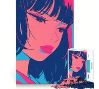 Rompecabezas de Retrato de Chica Anime 1000 Piezas Juego Think Boost Cierre hermético Sin Piezas Sueltas Desafío Cerebral Interactivo para el hogar (50x75cm)