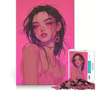 Rompecabezas de Retrato de Chica Anime de 1000 Piezas Juego de concentración Mental Corte de precisión Bordes Lisos Actividad Absorbente para Noches tranquilas (38x52cm)