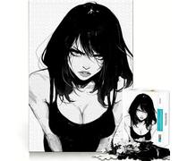 Rompecabezas de Retrato de Chica Anime Enojada,1000 Piezas,Juego de concentración Mental,diseño Ajustado sin Huecos,desafío Cerebral Interactivo para el hogar (38x26cm)