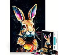 Rompecabezas de Retrato de Conejo Colorido de 1000 Piezas para Adultos, Ideal para ejercitar la Mente, Relajarse, Jugar en Familia o Decorar el hogar (50x75cm)