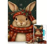 Rompecabezas de Retrato de Conejo de Invierno 1000 Piezas para desarrollar la Memoria con Bordes Lisos y Encaje Forma Divertida de llenar Las Horas Libres (38x52cm)
