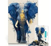 Rompecabezas de Retrato de Elefante en Acuarela Juego de Memoria de 1000 Piezas manualidad de Corte de Alta precisión desafío Cerebral Interactivo para el hogar (38x26cm)