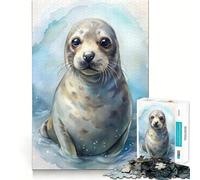 Rompecabezas de Retrato de Foca en Acuarela 1000 Piezas Juego de concentración Mental diseño Ajustado sin Huecos desafío Cerebral Interactivo para el hogar (38x52cm)