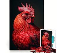 Rompecabezas de Retrato de Gallo Rojo de 1000 Piezas para Adolescentes, Juguete de lógica, Tren, Ocio, diversión, Corte Suave, (50x75cm)