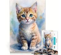 Rompecabezas de Retrato de Gatito en Acuarela 1000 Piezas Juego cognitivo Divertido Troquelado de Alta precisión aliviar el estrés (50x75cm)