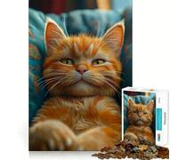 Rompecabezas de Retrato de Gato atigrado Naranja para Adolescentes, 1000 Piezas, Juguete de razonamiento y Habilidad, Juego Relajante, Corte Exacto, Regalo de Papá Noel (50x75cm)