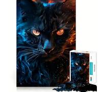 Rompecabezas de Retrato de Gato neón de 1000 Piezas para Adolescentes Que mejoran la Memoria, sin estrés, con Bordes Ajustados, decoración de Pared (50x75cm)