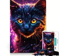 Rompecabezas de Retrato de Gato neón para Adultos, 1000 Piezas, Juguete para ejercitar la Mente, Tiempo de relajación, diseño para armar, (50x75cm)