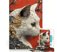 Rompecabezas de Retrato de Gato ornamentado de 1000 Piezas para Adolescentes Desarrolla la Mente y Divierte a Toda la Familia Bordes precisos Regalo Memorable (38x26cm)