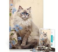 Rompecabezas de Retrato de Gato Ragdoll de 1000 Piezas para Adolescentes Ayuda a desarrollar la Memoria Fácil de Usar Bordes limpios Sorpresa navideña (38x52cm)