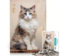 Rompecabezas de Retrato de Gato Ragdoll de 1000 Piezas para Adolescentes Refuerza la Memoria Divertido y Relajante Bordes Lisos Lista de Deseos de Papá Noel (38x26cm)