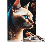 Rompecabezas de Retrato de Gato, Rompecabezas de cartón 100% Reciclado, para niños y Adultos a Partir de 12 años. Regalos para el Día del Padre, 1000 Piezas (26 x 38 cm).