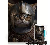Rompecabezas de retrato de gato vikingo de 1000 piezas para adolescentes Entrenamiento de memoria Diversión,conexión limpia y sin interrupciones Actividad relajante para grupos en interiores (38x52cm)