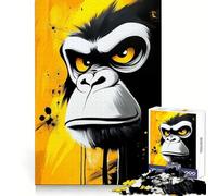 Rompecabezas de Retrato de Gorila Enojado, 1000 Piezas para Adolescentes Claridad Mental, Paz, diversión, Cierre Perfecto, Regalo de Temporada (50x75cm)