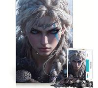 Rompecabezas de Retrato de guerrera valquiria de 1000 Piezas,Juguete de construcción Focus,Ajuste Firme,Montaje Seguro,Juguete de Entretenimiento para Interiores (38x52cm)