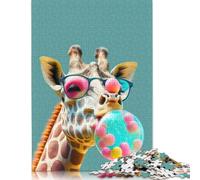 Rompecabezas de Retrato de Jirafa, Divertido Rompecabezas de cartón Premium para niños o niñas, 1000 Piezas (75 x 50 cm)