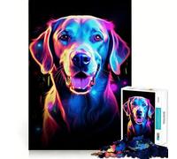 Rompecabezas de Retrato de Labrador neón para Adolescentes, 1000 Piezas, Juguete de lógica Fina, Suave, Relajante, Bordes limpios, Regalo Premium (50x75cm)