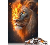 Rompecabezas de Retrato de león ardiente: Actividad Divertida para el hogar. Rompecabezas de cartón Premium para Adultos y Adolescentes. Regalos para el Día del Padre. 1000 Piezas (75 x 50 cm).