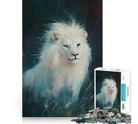 Rompecabezas de Retrato de león Blanco de 1000 Piezas para Adolescentes Tren de Memoria Diversión conexión Limpia y sin interrupciones Actividad Relajante para Grupos en Interiores (50x75cm)