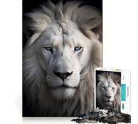 Rompecabezas de Retrato de león Blanco para Adolescentes 1000 Piezas Juego para estimular la Mente Montaje Firme y Seguro Actividad para Fortalecer los Lazos Familiares (38x26cm)