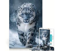 Rompecabezas de Retrato de Leopardo de Las Nieves en la Nieve Invernal para Adultos, 1000 Piezas, Grupo de Habilidad Mental, Joya, Calidad, Borde, colección artística (38x52cm)