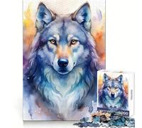 Rompecabezas de Retrato de Lobo en Acuarela de 1000 Piezas para Adultos Juego de Mesa Piensa estratégicamente, Juega con luz y CREA con precisión (50x75cm)