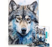 Rompecabezas de Retrato de Lobo en Primer Plano para Adultos,1000 Piezas,Juego de Habilidad y Pensamiento,Troquelado de Alta precisión,desafío entretenido para el Tiempo Libre (38x26cm)