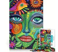 Rompecabezas de Retrato de Mujer psicodélica para Adultos, 1000 Piezas, para Fortalecer la Memoria, Actividad para el hogar, Bordes limpios, Regalo Festivo (50x75cm)