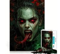 Rompecabezas de Retrato de Mujer Vampiro para Adultos,1000 Piezas,Juego de Memoria,Ajuste Firme,Montaje Seguro,Juego de construcción de Conexiones significativas (38x52cm)